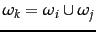 $\omega_k = \omega_i
\cup \omega_j$